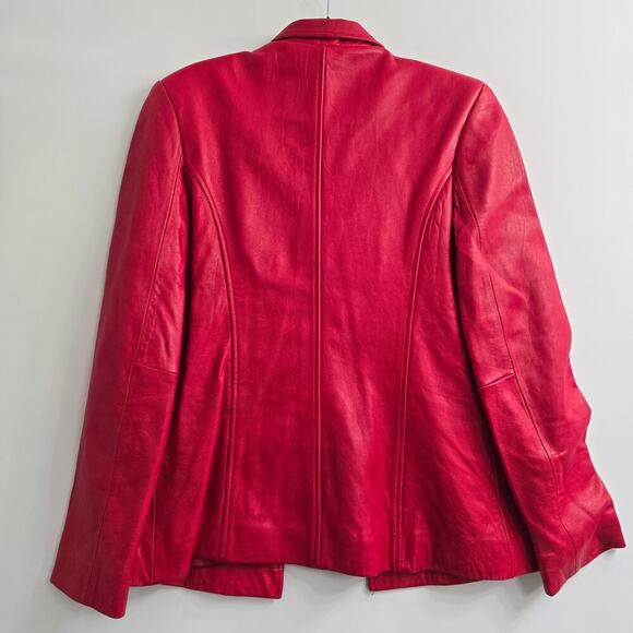 VTG 80s 90s Women’s Red Leather Jacket Sz S Grunge Streetwear Retro Y2K Festival - Picture 4 of 10
